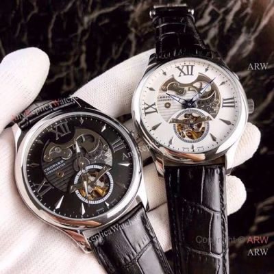 New Replica Chopard Tourbillon Watches SS Black Leather Strap